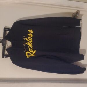 L Black Young & Reckless Hoodie with Yellow Reckless Print